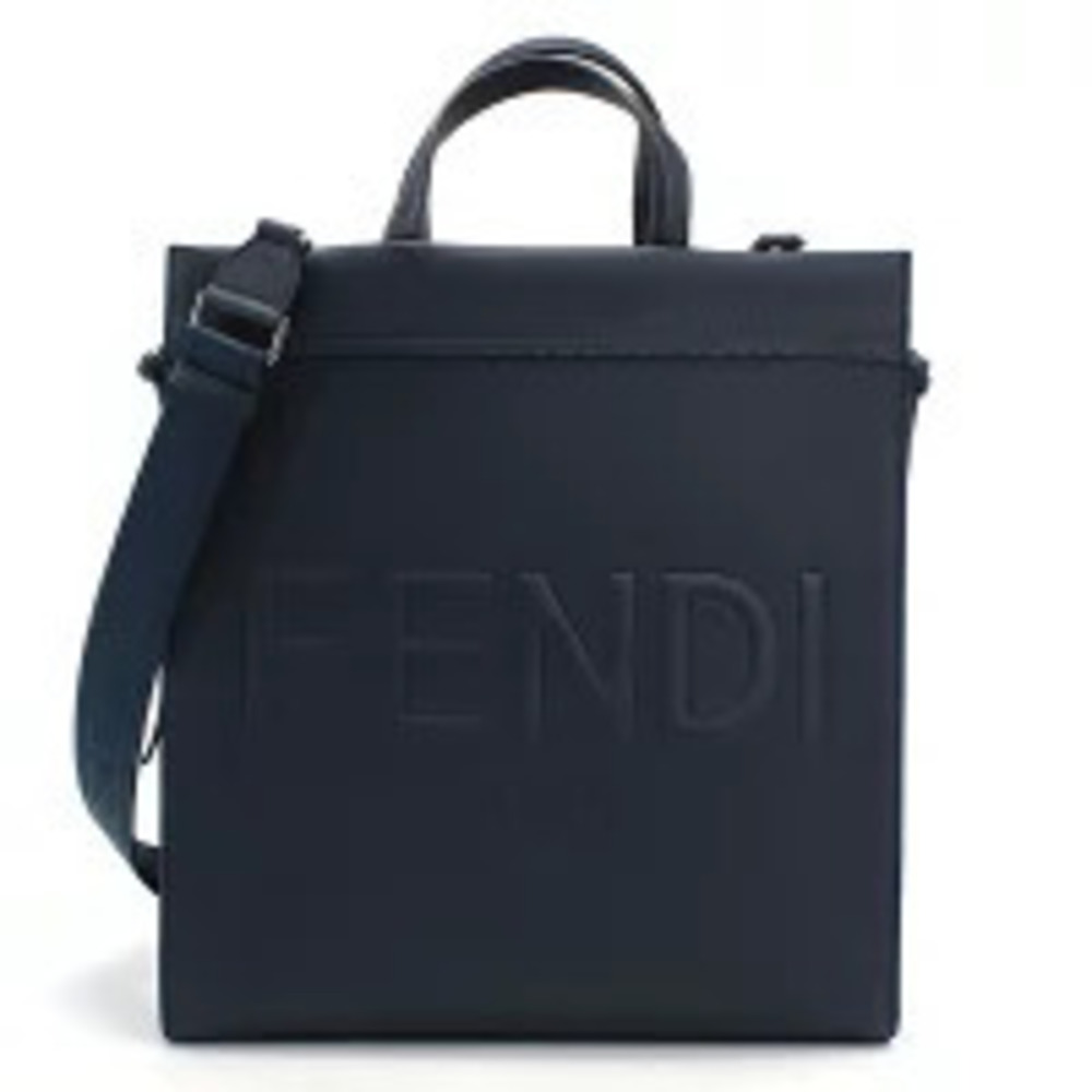 Fendi Tote Bag Leather Navy Blue Handbag Cool